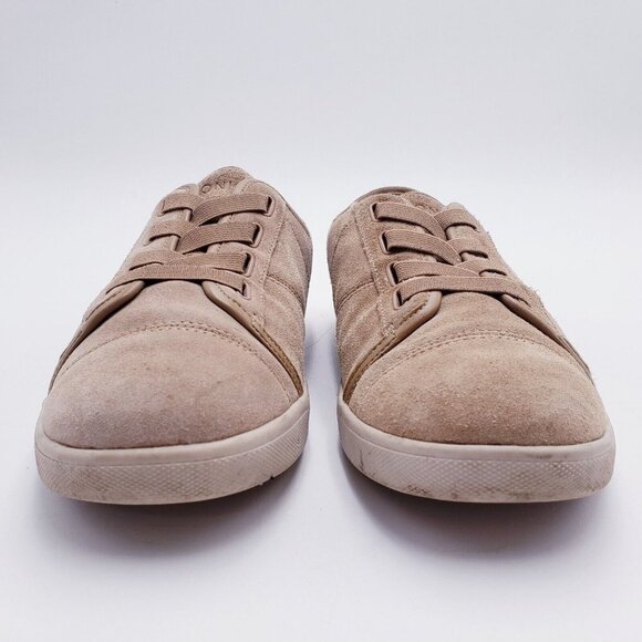 Vionic Womens Size 9.5 Jean Suede Comfort Sneaker Shoe Beige Tan Lace Up Low Top - Picture 2 of 10